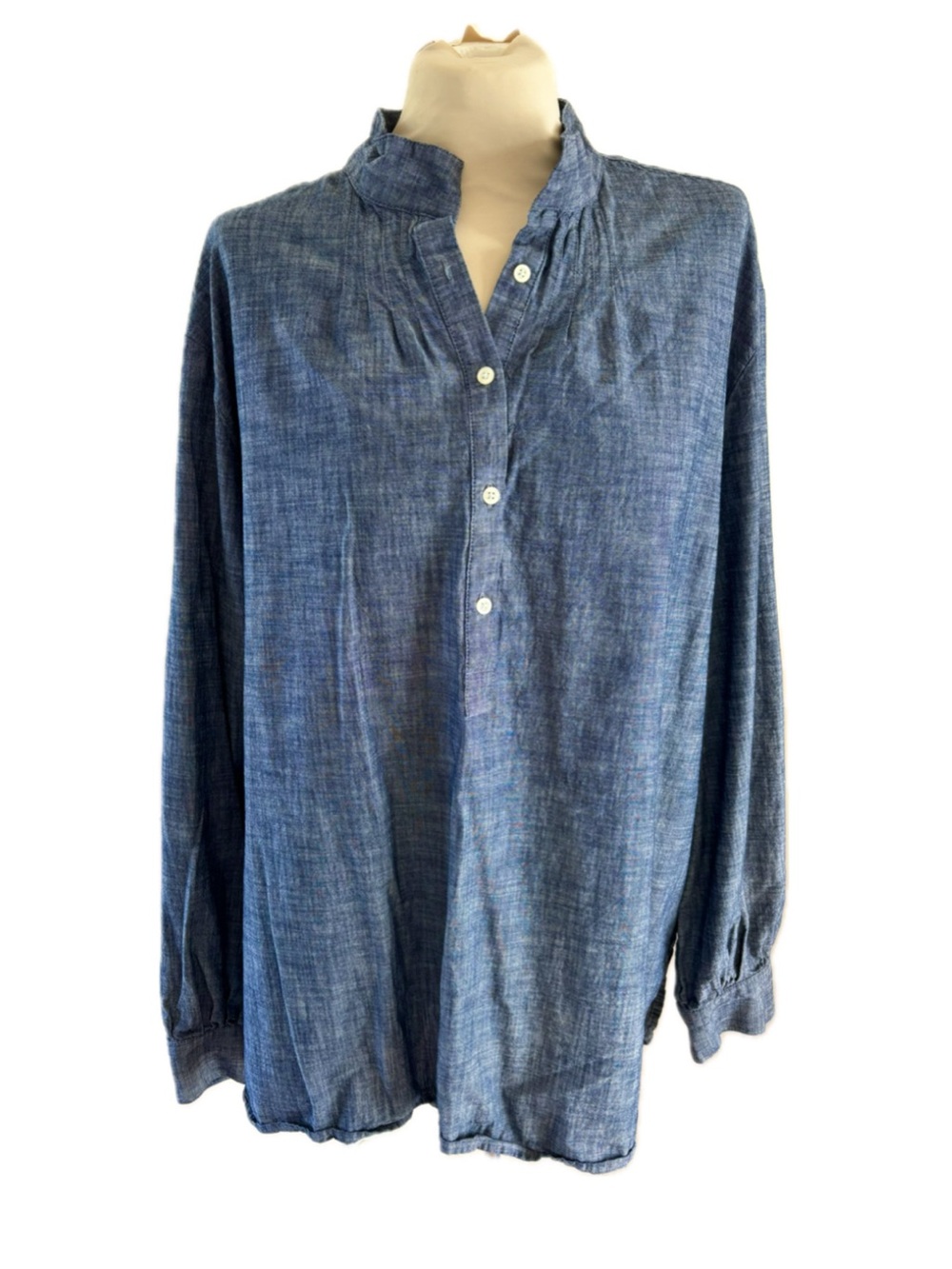 GAP Chambray Pintuck Pleated Tunic Top Blouse Size XL Tall